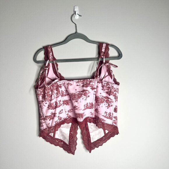 UO Out From Under Dolce Verano Corset Coquette Girl Toile Print Romantic Sz XL - Picture 8 of 8